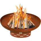 Fire Pit for outside Wood Burning, 35.5 Inch Large round Firepit Bowl Outdoor and Patio, Heavy-Duty Bonfire Pit Oxidized Finish, Free-Standing, Camping Backyard Terrace
