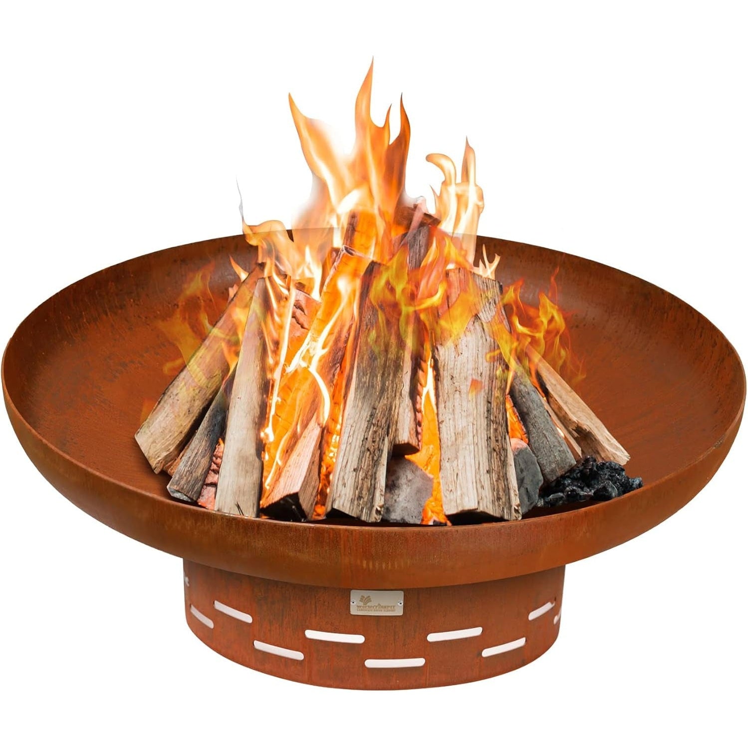 Fire Pit for outside Wood Burning, 35.5 Inch Large round Firepit Bowl Outdoor and Patio, Heavy-Duty Bonfire Pit Oxidized Finish, Free-Standing, Camping Backyard Terrace