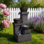 Tiered Cascading Jar Outdoor Fountain with LED Lights