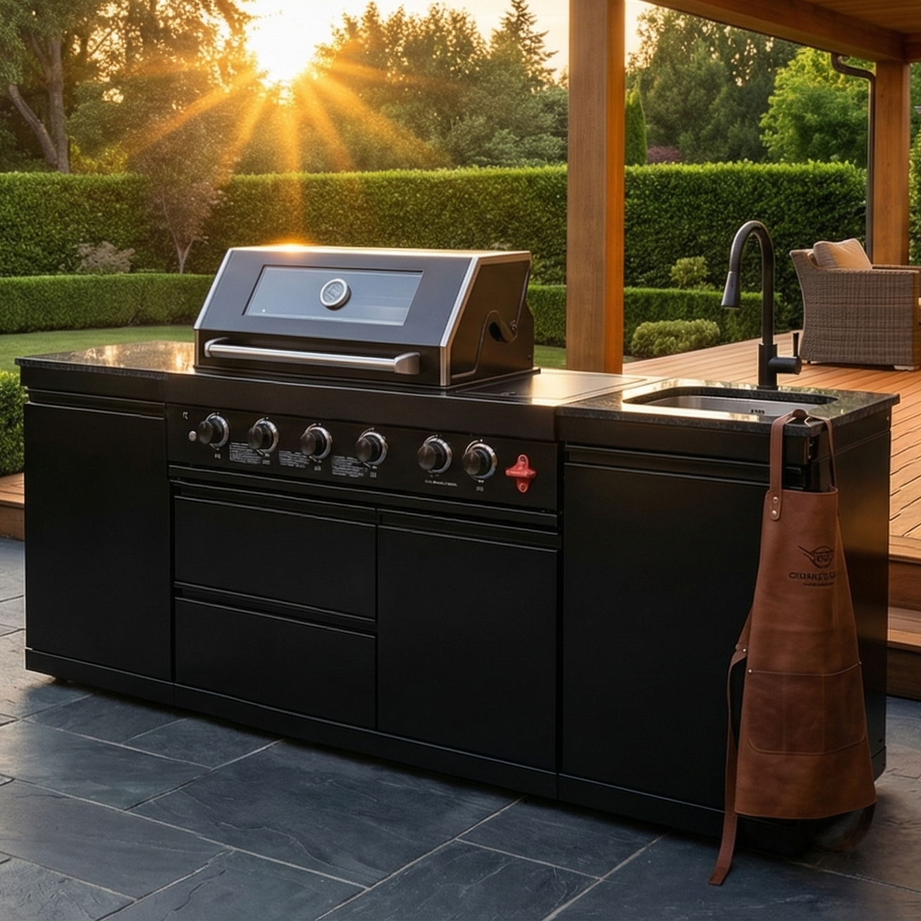 84.7 Inch 4-Burner Deluxe Stainless Steel Propane Gas Outdoor Kitchen Barbecue Island Grill