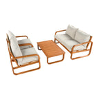 4-Piece Acacia Wood Outdoor Patio Furniture Set with Thick Cushions