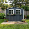 6x9 FT Outdoor Metal Storage Shed with Window & Flower Rack