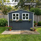 6x9 FT Outdoor Metal Storage Shed with Window & Flower Rack