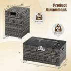 2-Piece Outdoor Rattan Fire Table Set - 32 Inch Rectangle Gas Firepit with Tank Cover - 3 colors