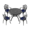 39.37-inch Cast Aluminum Patio Dining Set With Black Frame and Umbrella Hole
