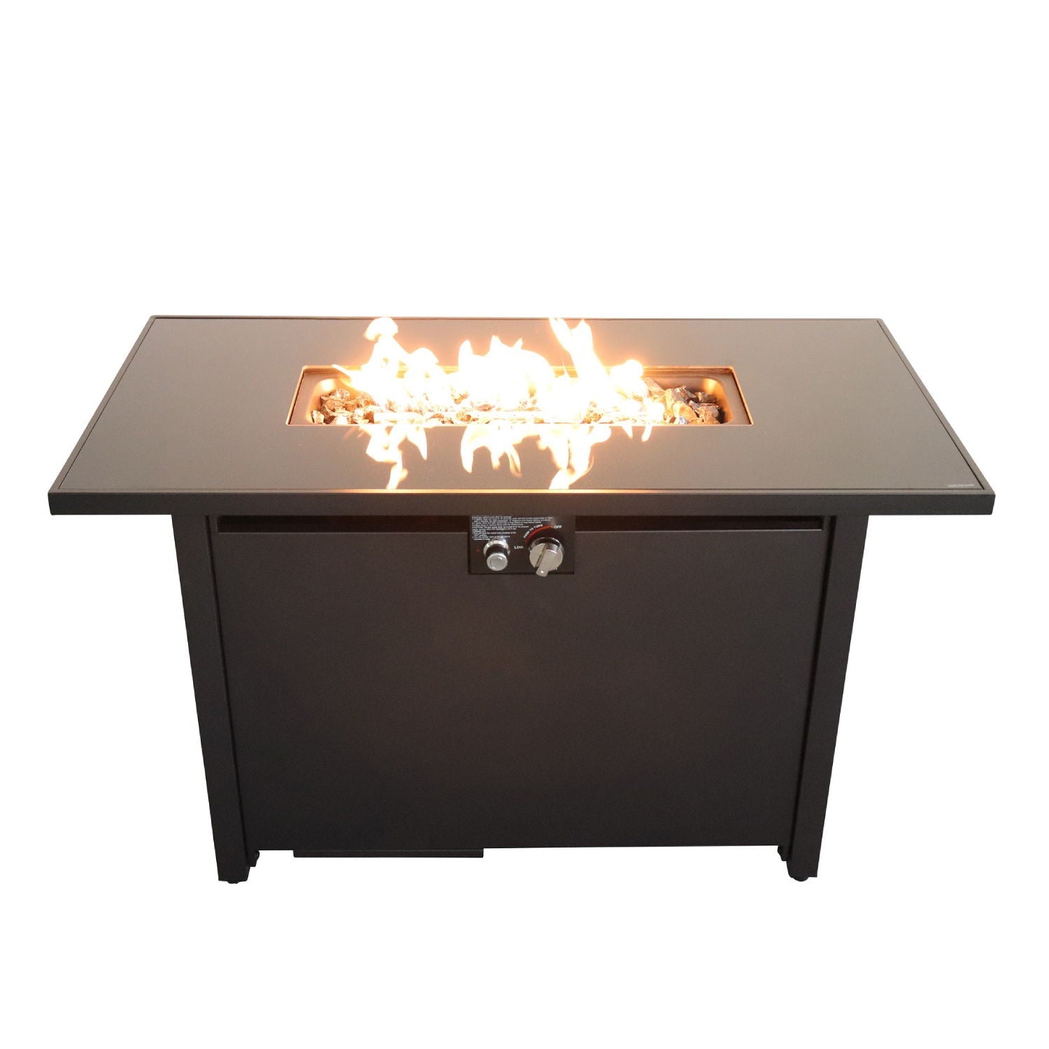 Outdoor Fire Table Durable Construction With Lid - Black