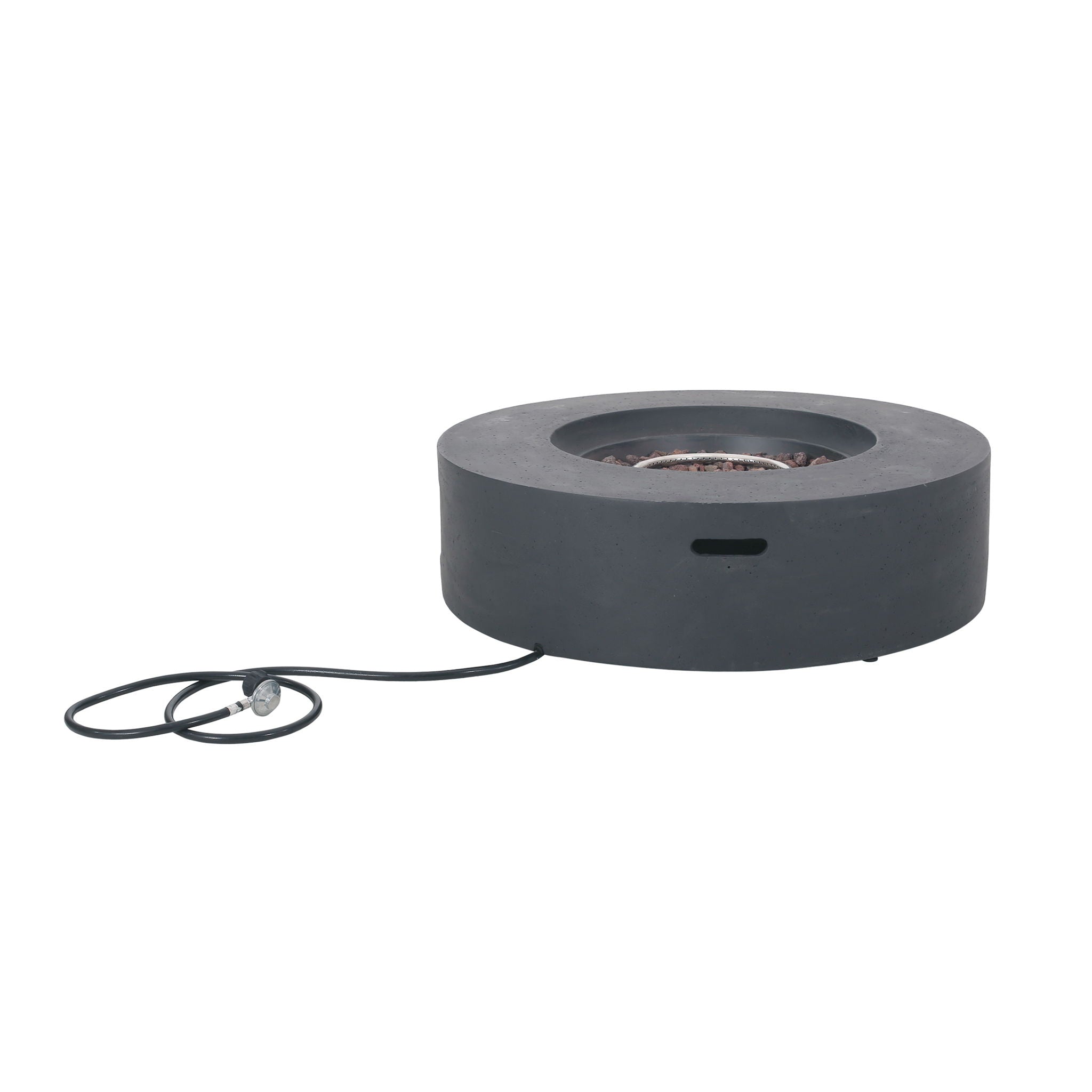 Modern Lightweight Concrete Outdoor Circular Fire Pit 50,000 BTU