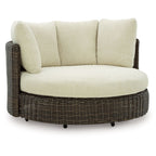 Kimora - Swivel Lounge Chair With Cushion - Beige / Dark Brown
