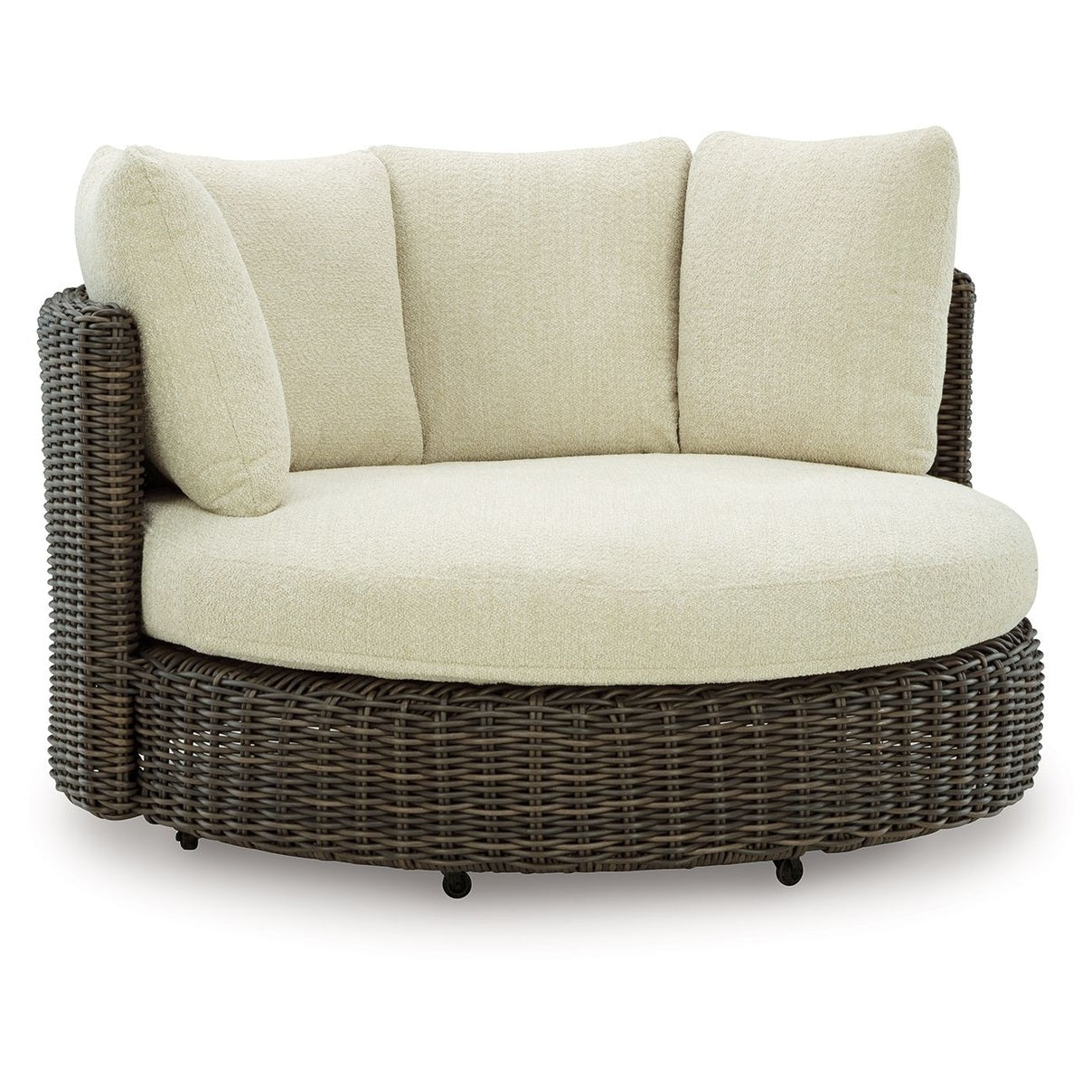 Kimora - Swivel Lounge Chair With Cushion - Beige / Dark Brown