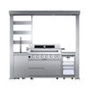 Astoria 94-Inch 6-Burner 85K BTU Outdoor Kitchen Grill Island With Wine Cooler, Rotisserie, Cabinets, And Granite Countertops