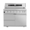 Astoria 94-Inch 6-Burner 85K BTU Outdoor Kitchen Grill Island With Wine Cooler, Rotisserie, Cabinets, And Granite Countertops