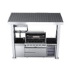 Astoria 94-Inch 6-Burner 85K BTU Outdoor Kitchen Grill Island With Wine Cooler, Rotisserie, Cabinets, And Granite Countertops