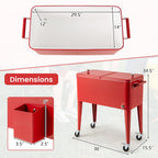 Red Portable Outdoor Patio Cooler Cart