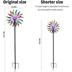 Wind Spinners Outdoor Metal, 360Â° Kinetic Wind Spinner with Stake, Metal Garden Yard Patio Lawn Windmill Decor (12.6" Dia, 56.7" H, Rainbow Petal)