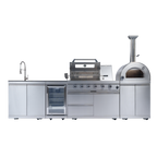 125" 10,8000 BTU 4-Burner Outdoor Kitchen Island Grill with Pizza Oven