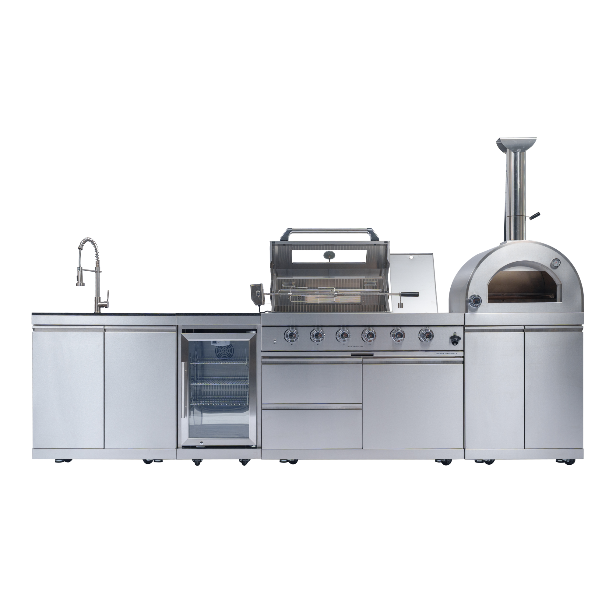 125" 10,8000 BTU 4-Burner Outdoor Kitchen Island Grill with Pizza Oven