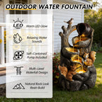 Squirrel Outdoor Water Fountain with LED Lights