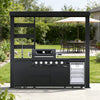 The Amalfi 97-Inch 4-Burner 72K BTU LP Outdoor Kitchen Grill Island With Wine Cooler, Rotisserie, Cabinets, And Granite Countertops