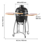 Kamado Charcoal Smoker and Grill, 18"