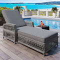 Outdoor Long Reclining Chaise with Armrests and Cushions