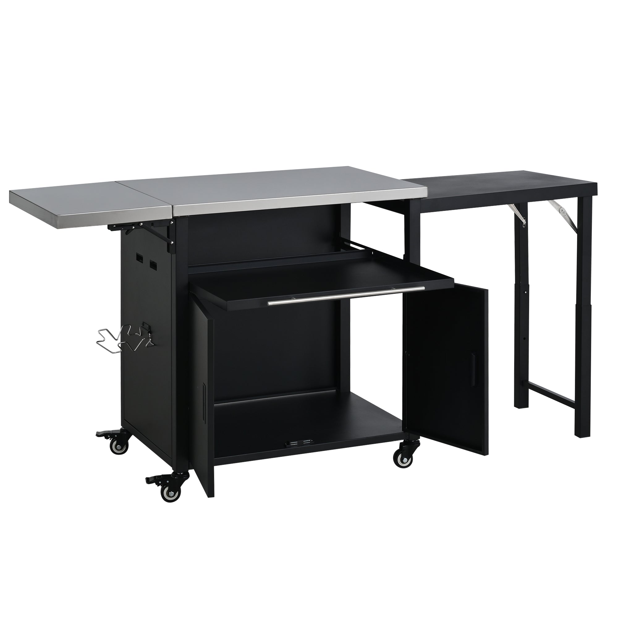 Foldable Outdoor Prep Station BBQ Cart Patio Dining Cart