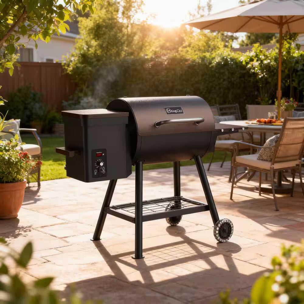 King Chii 456 Sq. In. Wood Pellet Grill and Smoker BBQ with PID Auto Temperature Control in Bronze