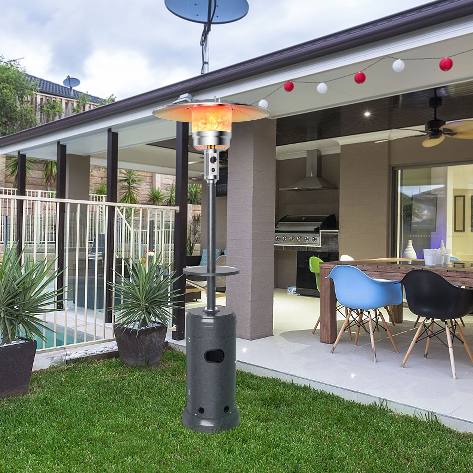 Outdoor Heater Propane Standing LP Gas Steel with Table