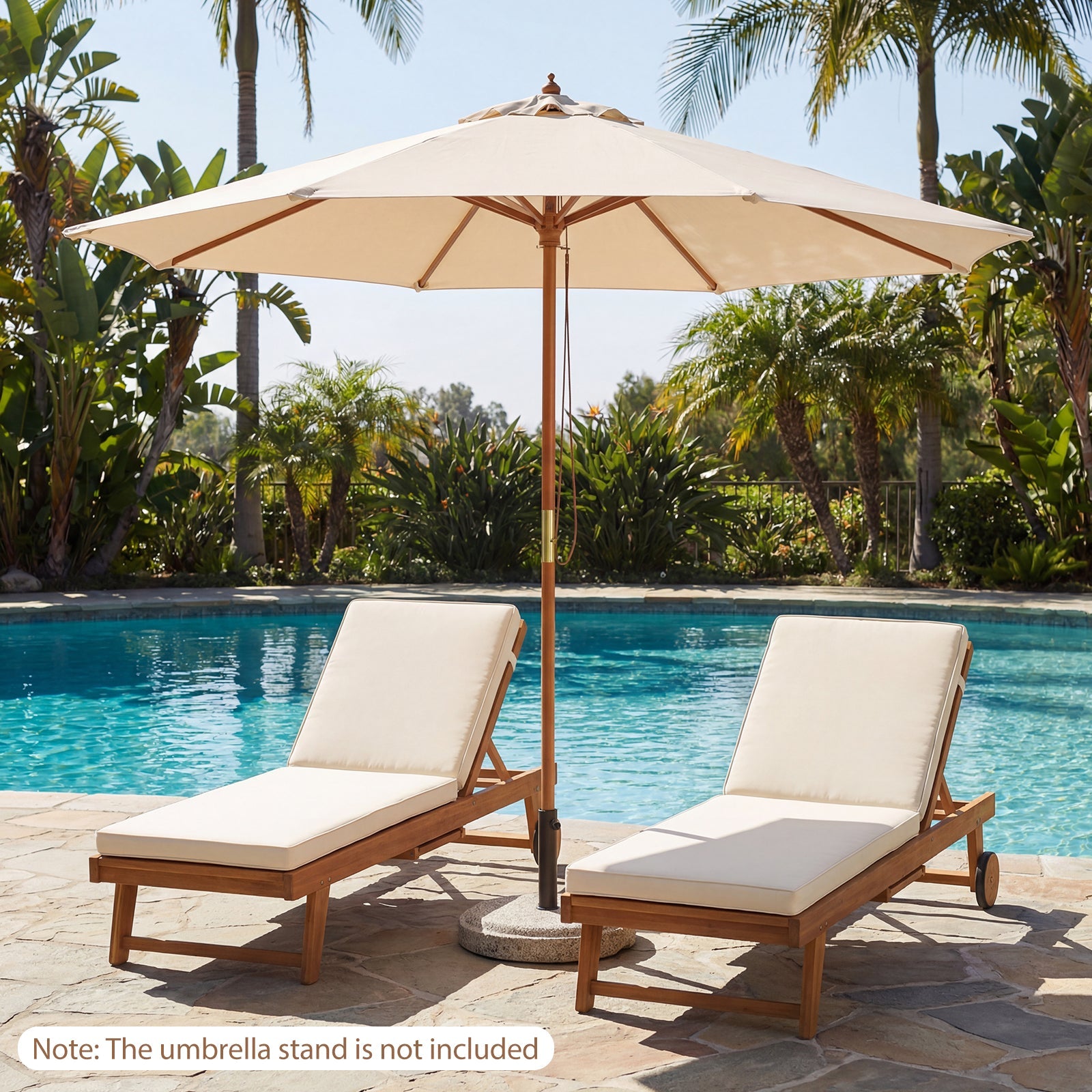 9 FT Patio Umbrella Outdoor Table Market Umbrella with 8 Sturdy Bamboo Ribs