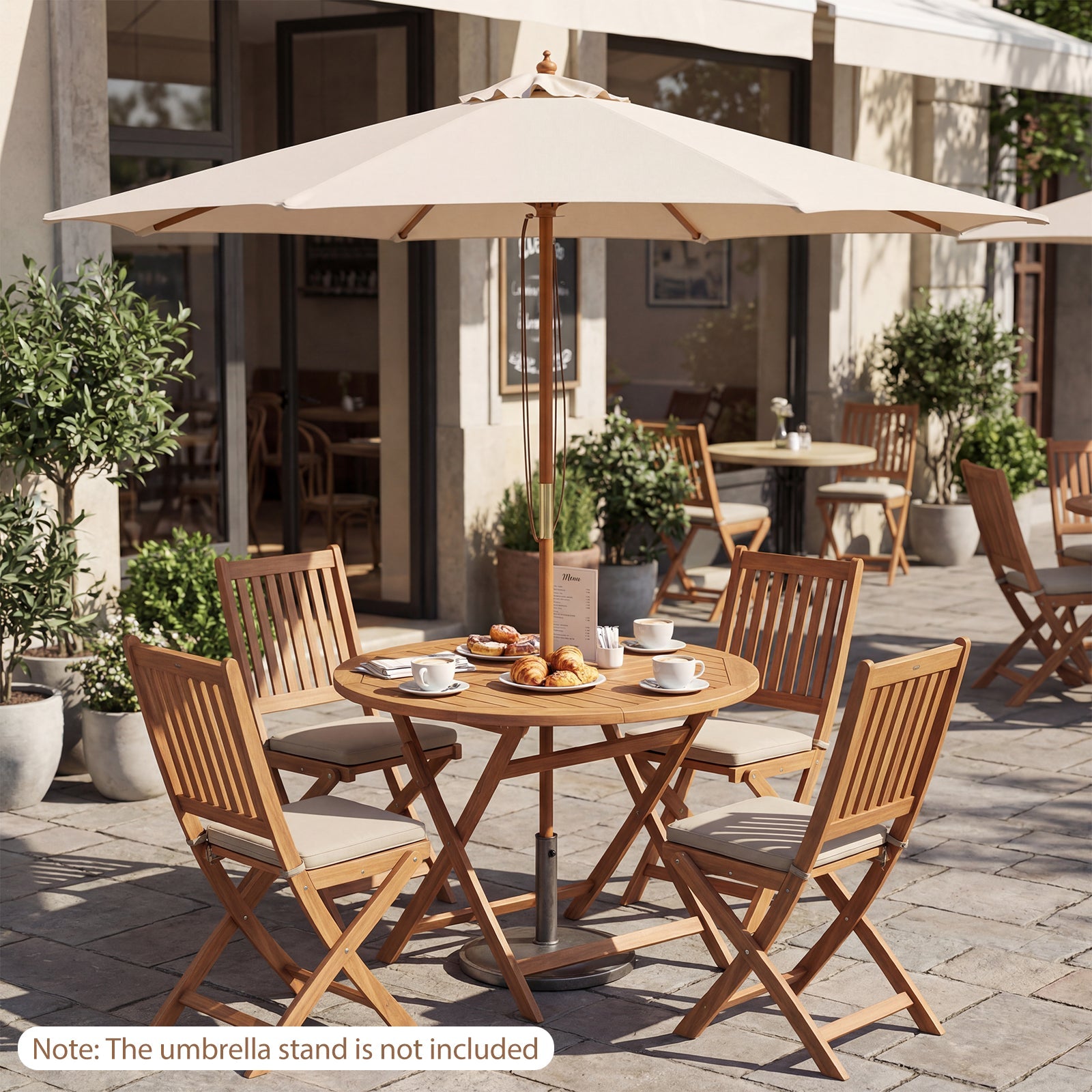 9 FT Patio Umbrella Outdoor Table Market Umbrella with 8 Sturdy Bamboo Ribs
