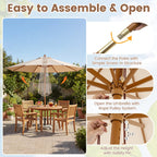 9 FT Patio Umbrella Outdoor Table Market Umbrella with 8 Sturdy Bamboo Ribs