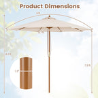 9 FT Patio Umbrella Outdoor Table Market Umbrella with 8 Sturdy Bamboo Ribs