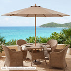 9 FT Patio Umbrella Outdoor Table Market Umbrella with 8 Sturdy Bamboo Ribs