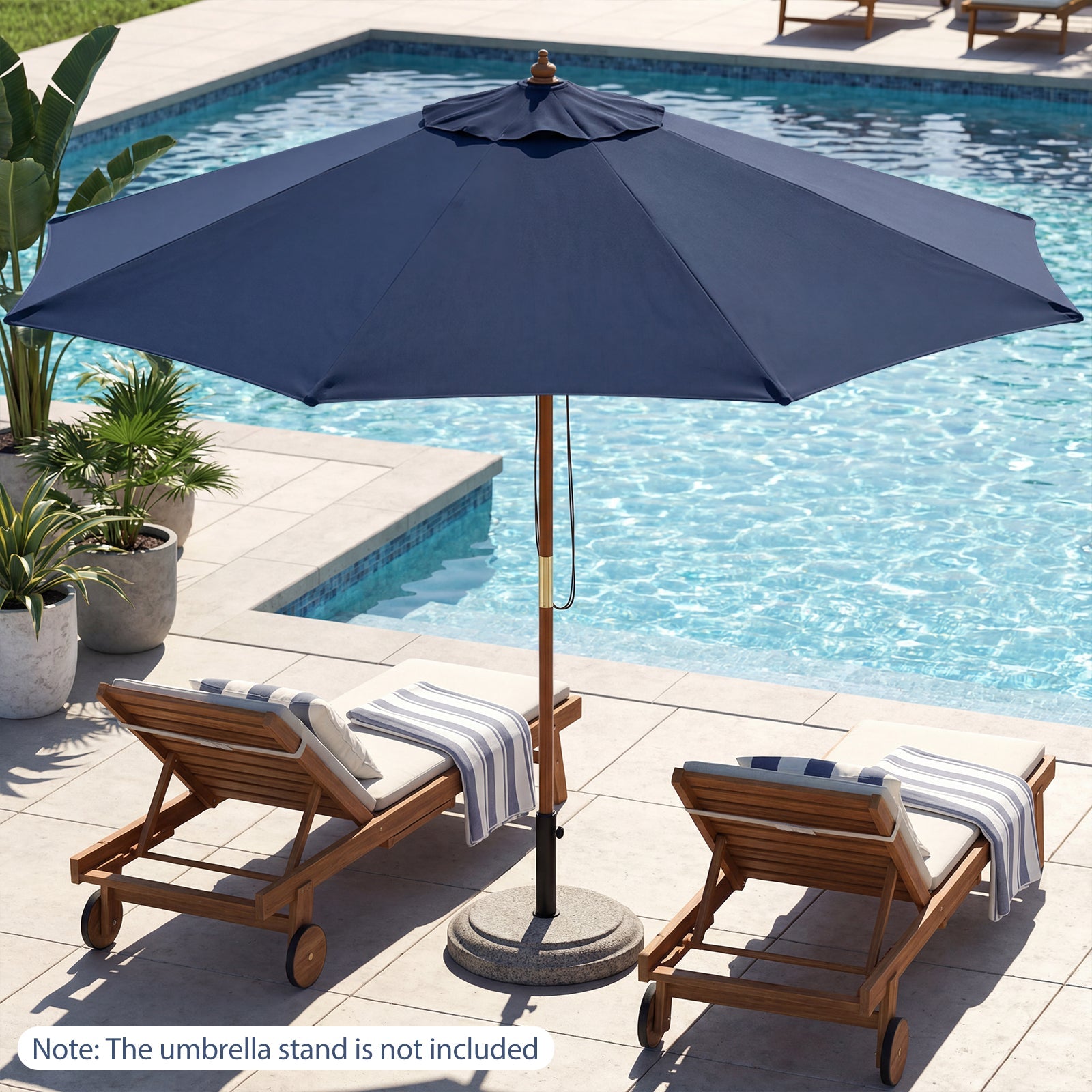 9 FT Patio Umbrella Outdoor Table Market Umbrella with 8 Sturdy Bamboo Ribs