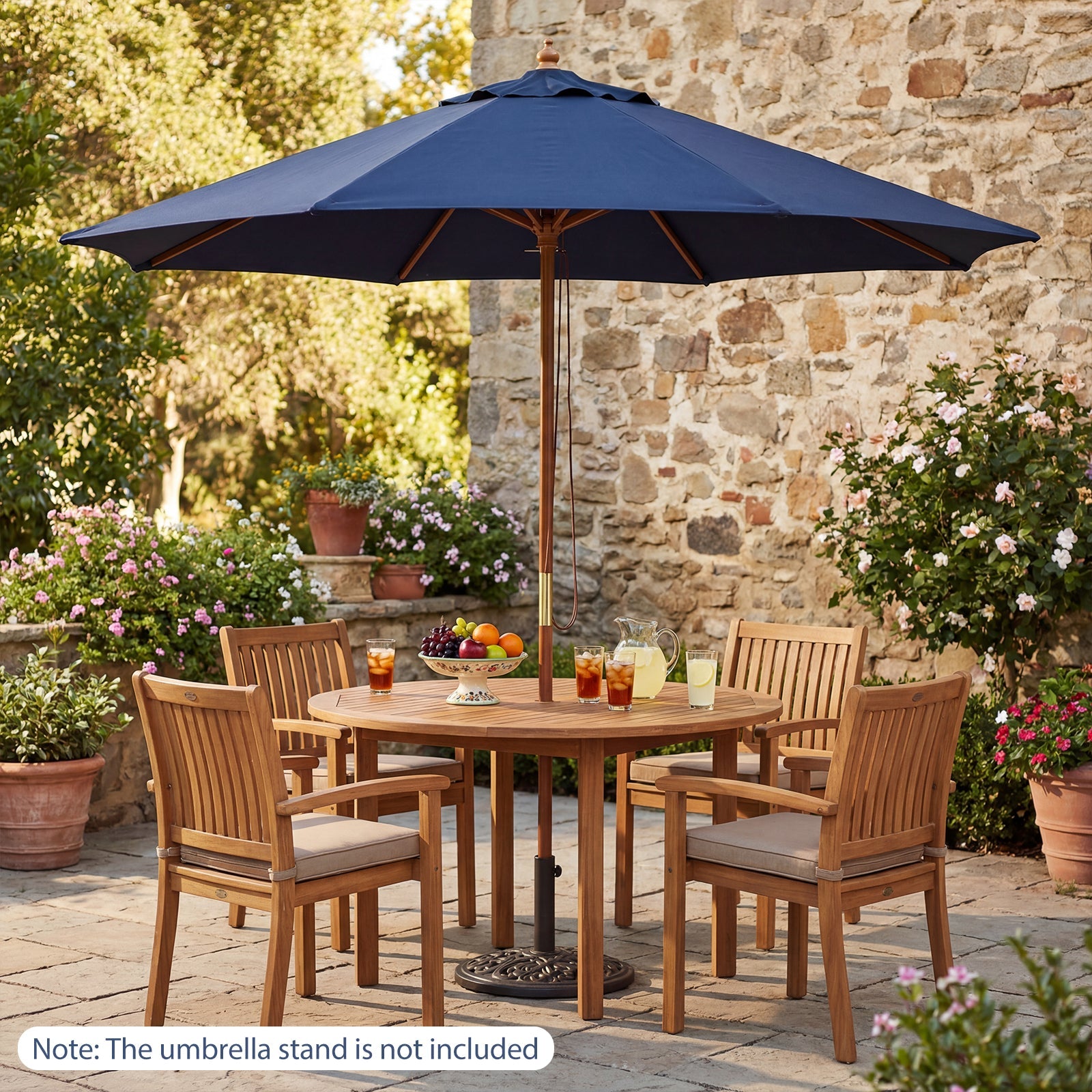 9 FT Patio Umbrella Outdoor Table Market Umbrella with 8 Sturdy Bamboo Ribs