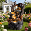 Squirrel Outdoor Water Fountain with LED Lights