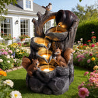 Squirrel Outdoor Water Fountain with LED Lights