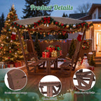 Outdoor Waterproof Solid Wood Picnic Table and Bench Set with Removable Canopy