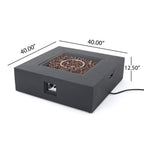 Outdoor 50000 BTU Propane Fire Pit, Dark Grey, with Tank Holder