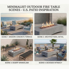 56' Propane Fire Pit Table - Rectangular Outdoor Gas Fire Pit - Light Gray