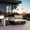 35" Outdoor Propane Fire Pit Table W Tank Cover & Wind Guard, Square Gas Fire Pit Table with Concrete & Wood Grain Design, 50000BTU Fire Tables for Patio, Backyard, Garden