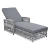 Outdoor Long Reclining Chaise with Armrests and Cushions