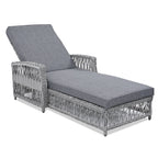 Outdoor Long Reclining Chaise with Armrests and Cushions