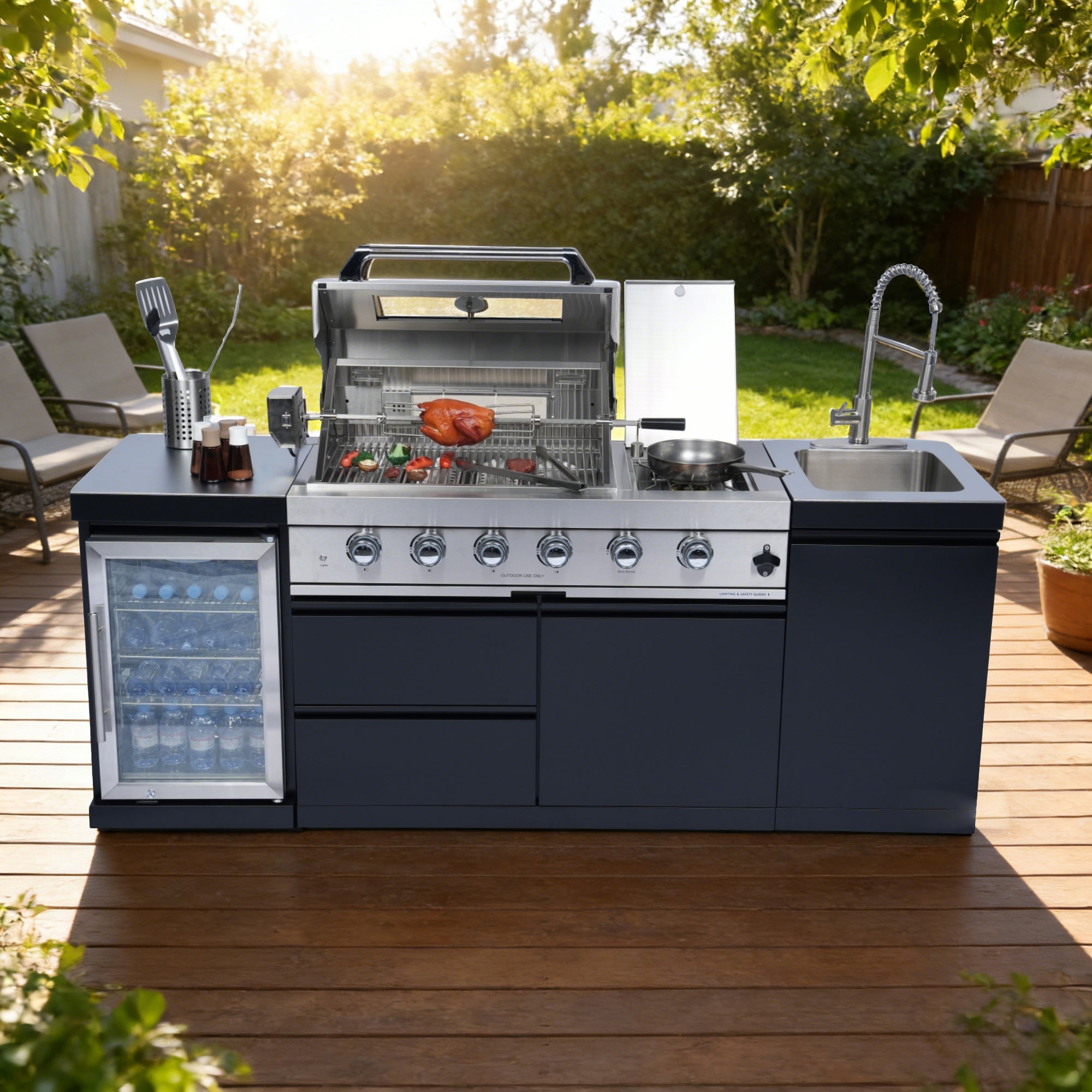 85-Inch 4-Burner Stainless Steel Gas Outdoor Kitchen Barbecue Grill Island
