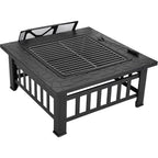 32 Inch Outdoor Fire Pit with Spark Screen Lid and Waterproof Cover