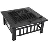 32 Inch Outdoor Fire Pit with Spark Screen Lid and Waterproof Cover