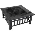 32 Inch Outdoor Fire Pit with Spark Screen Lid and Waterproof Cover