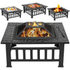 32 Inch Outdoor Fire Pit with Spark Screen Lid and Waterproof Cover