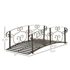 Outdoor Vintage Bronze Arch 6-ft Garden Bridge with Side-Rails