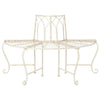 Half-Circle Outdoor Patio Garden Antique White Wrought Iron Tree Bench