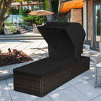 Outdoor Chaise Lounge Chair with Folding Canopy